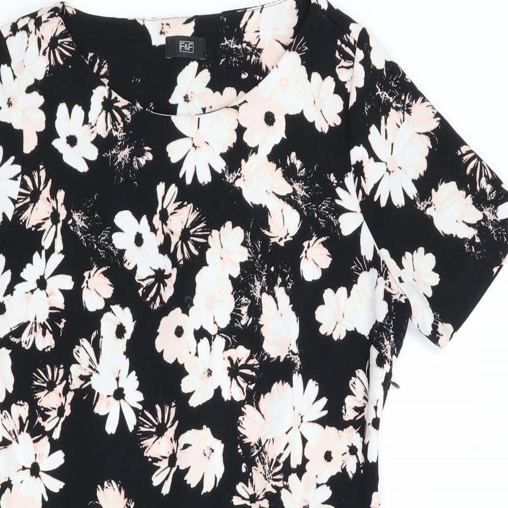 F&F Womens Black Floral  Pencil Dress  Size 10