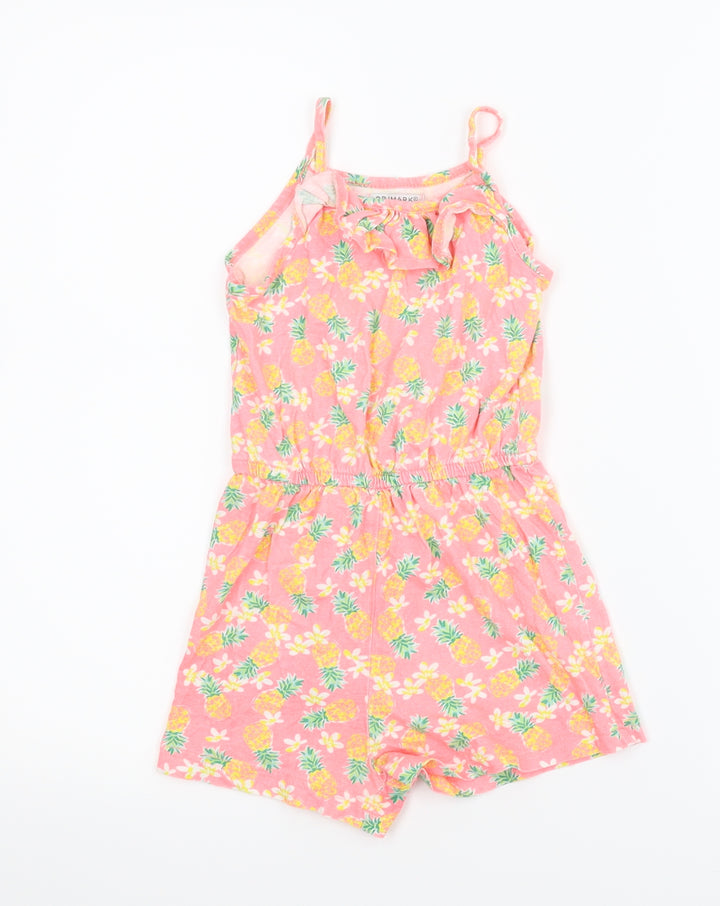 Primark Girls Pink Floral Romper One-Piece Size 5-6 Years