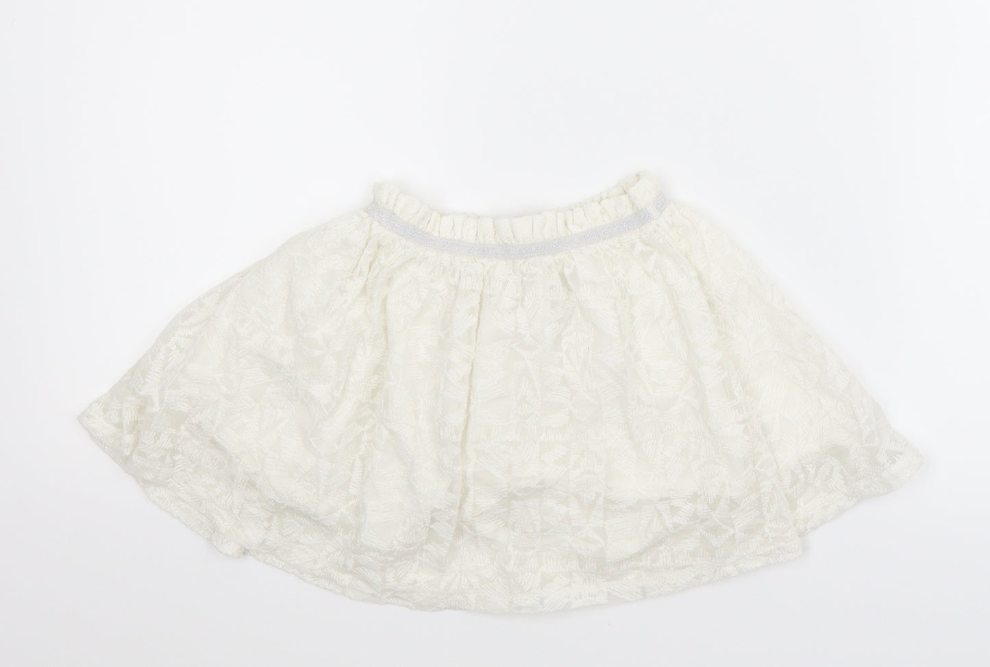F&F Girls White Geometric  A-Line Skirt Size 3-4 Years