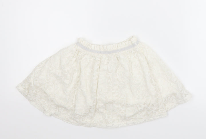F&F Girls White Geometric  A-Line Skirt Size 3-4 Years