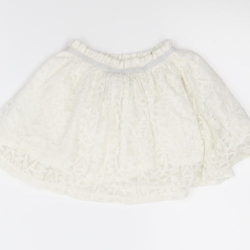 F&F Girls White Geometric  A-Line Skirt Size 3-4 Years