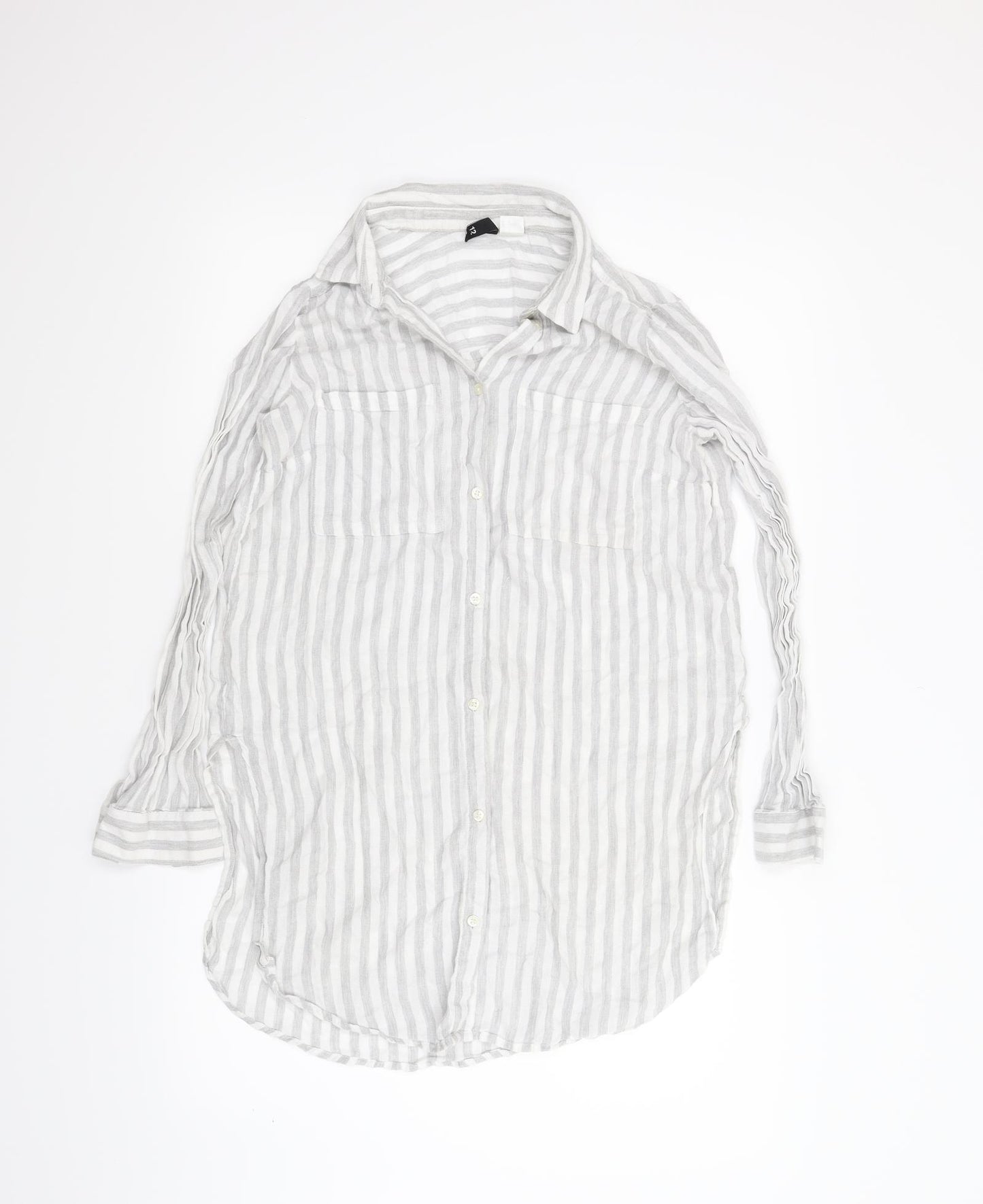 H&M Womens Grey Striped  Shirt Dress  Size 12