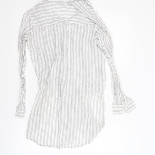 H&M Womens Grey Striped  Shirt Dress  Size 12