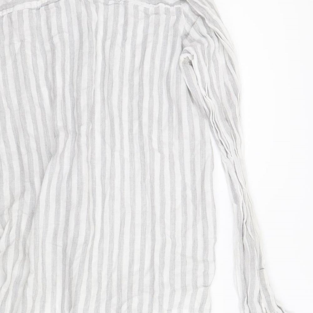 H&M Womens Grey Striped  Shirt Dress  Size 12