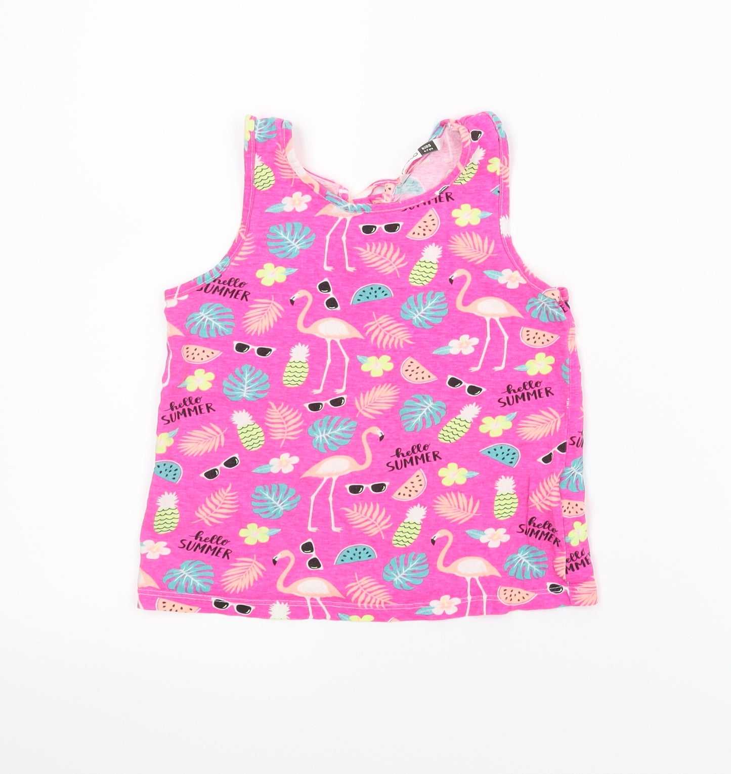 Pep&co Girls Pink Animal Print  Basic Tank Size 6-7 Years