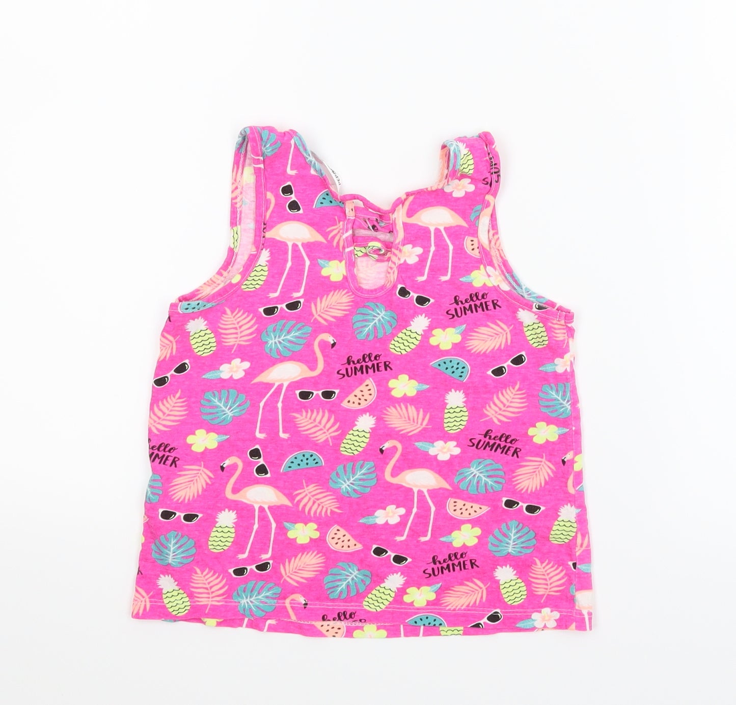 Pep&co Girls Pink Animal Print  Basic Tank Size 6-7 Years