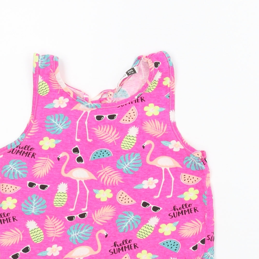 Pep&co Girls Pink Animal Print  Basic Tank Size 6-7 Years