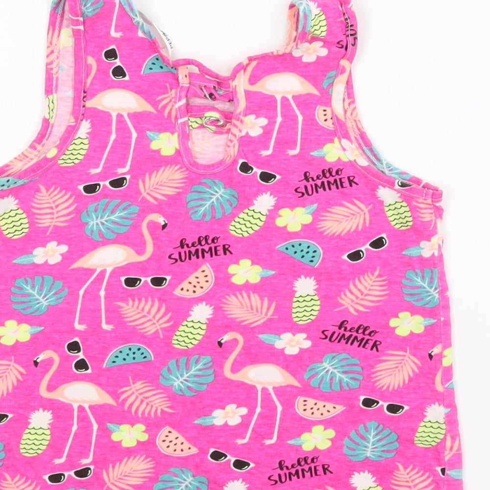 Pep&co Girls Pink Animal Print  Basic Tank Size 6-7 Years