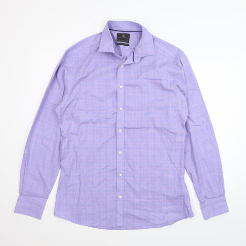 m&s Mens Purple Plaid   T-Shirt Size 42