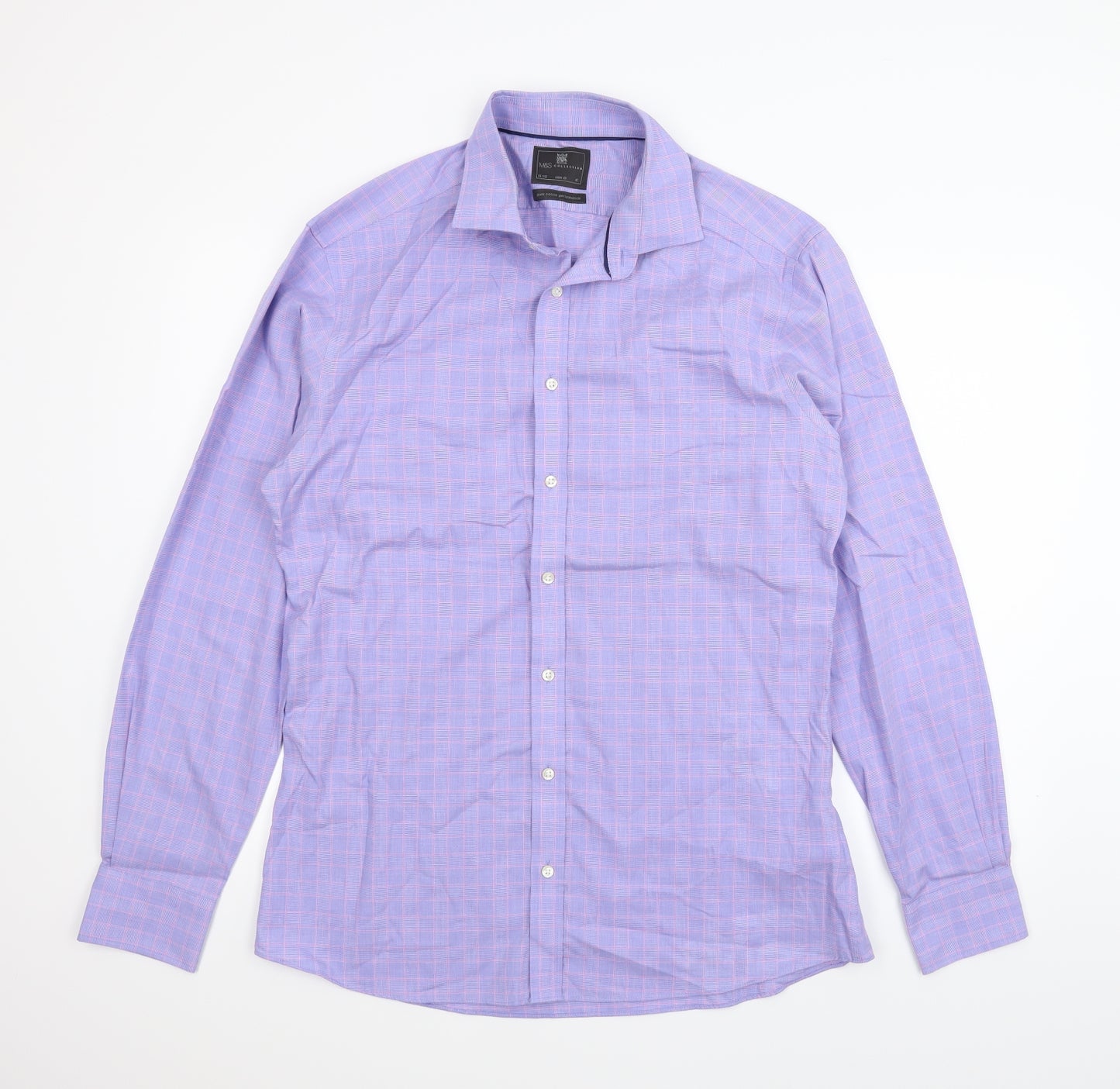 m&s Mens Purple Plaid   T-Shirt Size 42