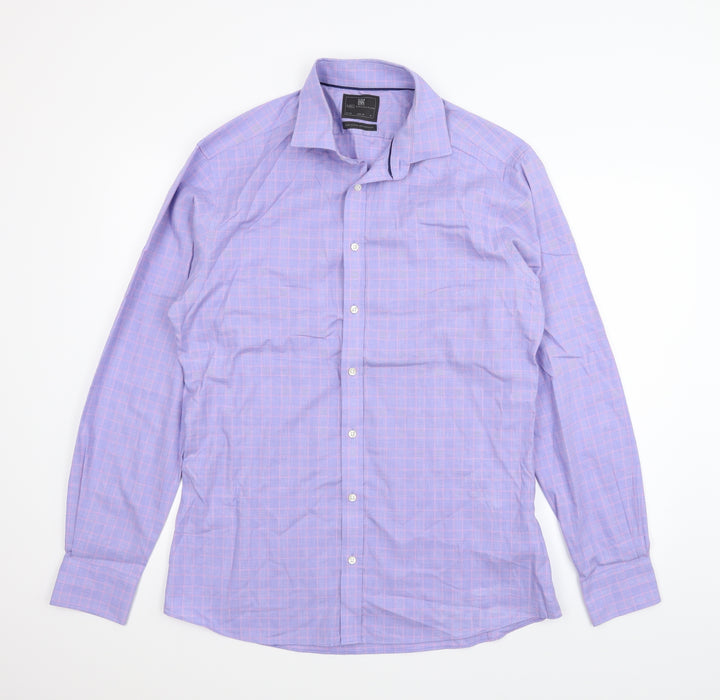 m&s Mens Purple Plaid   T-Shirt Size 42
