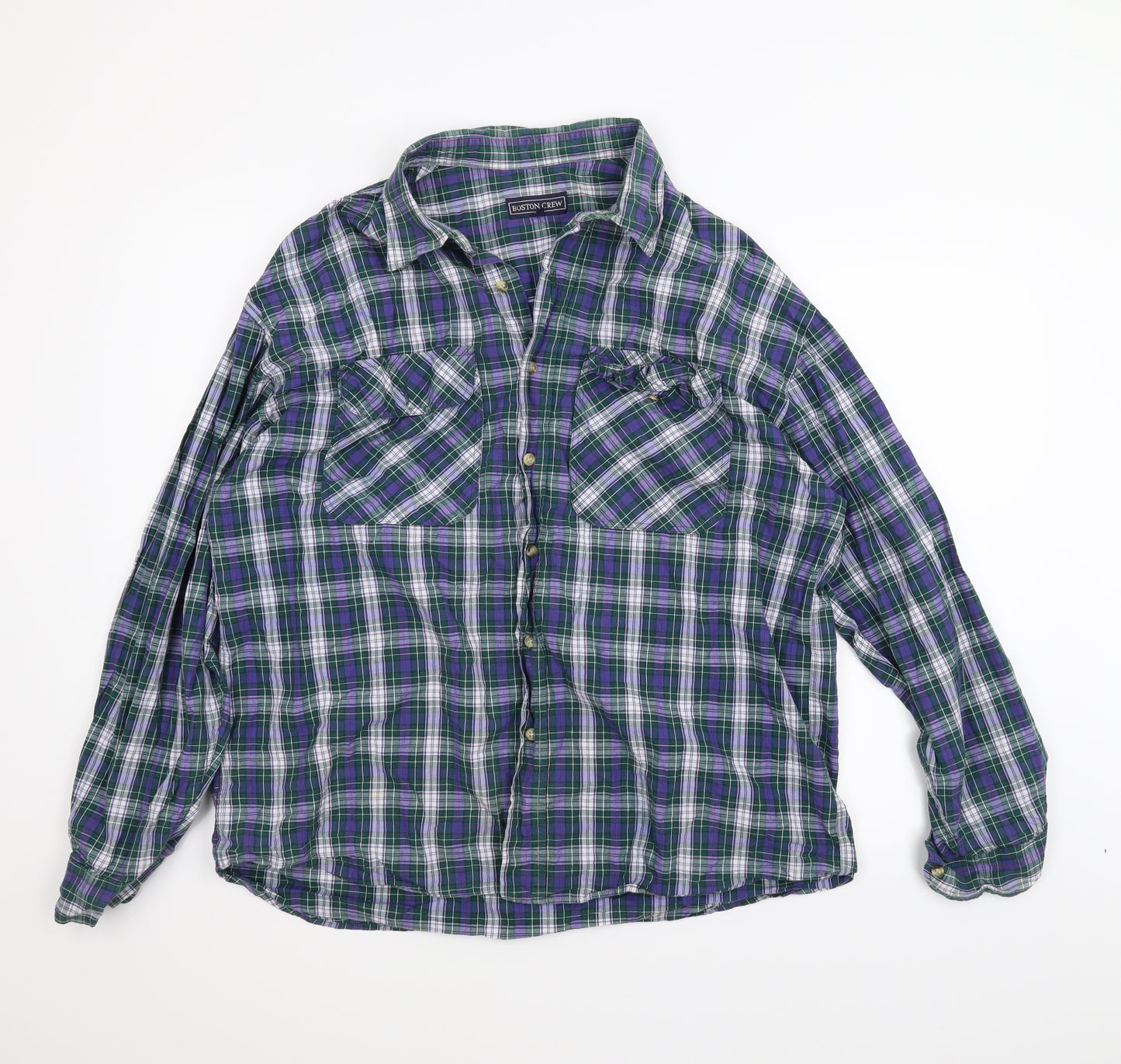 Boston crew Mens Green Plaid   T-Shirt Size L