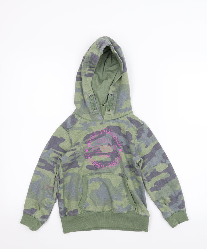 NEXT Girls Green Camouflage  Pullover Hoodie Size 6 Years
