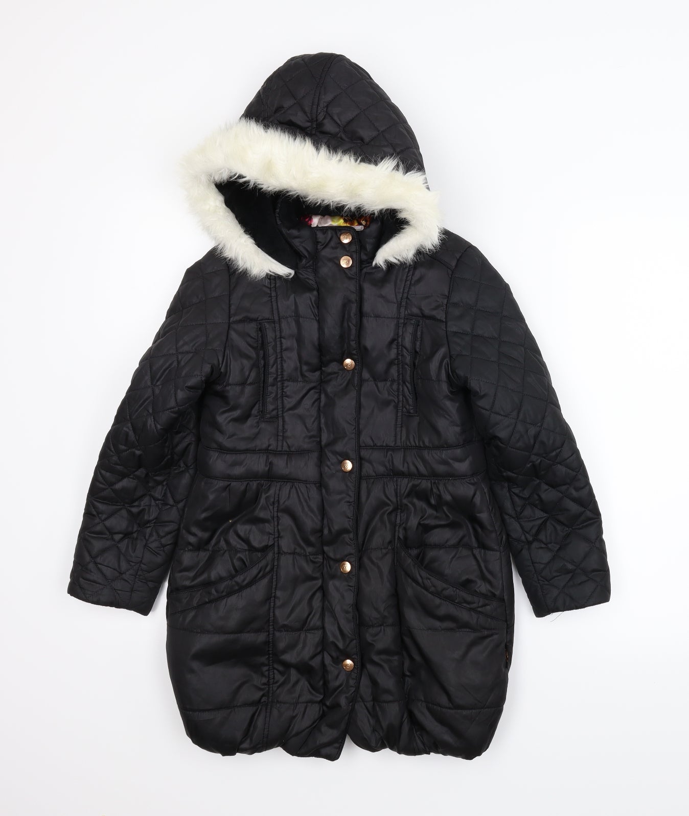 Ted Baker Girls Black   Quilted Coat Size 10 Years