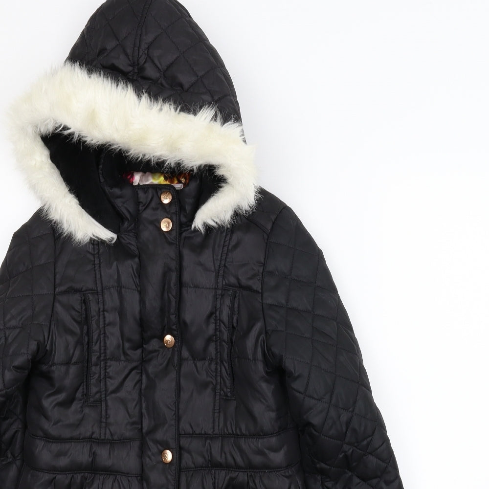 Ted Baker Girls Black   Quilted Coat Size 10 Years