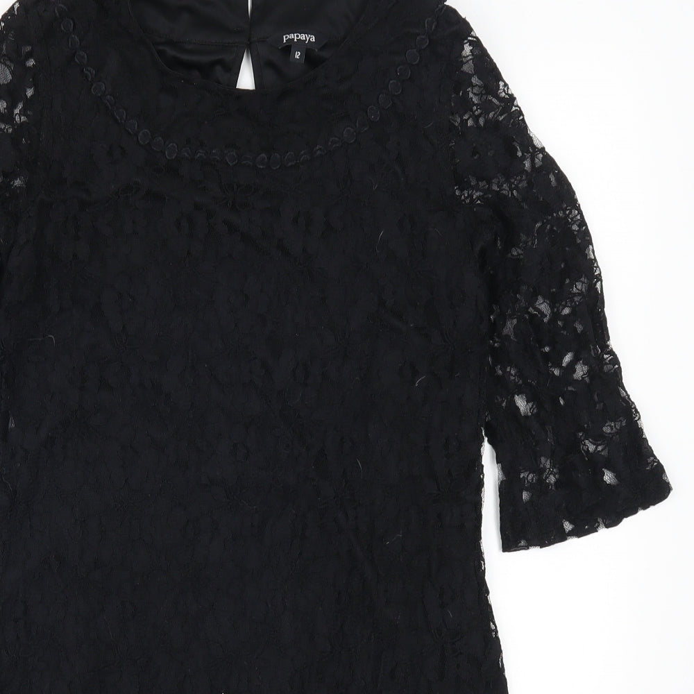 Papaya Womens Black  Lace A-Line  Size 12