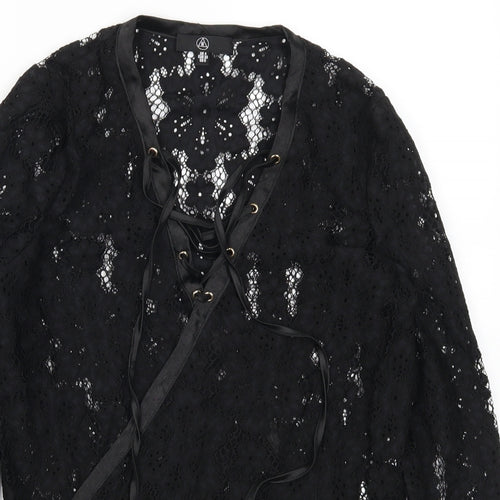 Missguided Womens Black  Lace Basic T-Shirt Size 4
