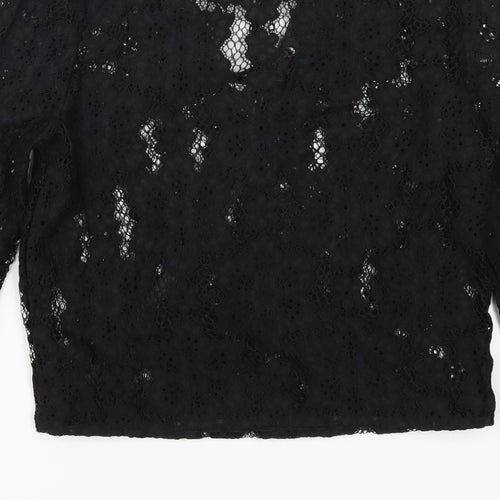 Missguided Womens Black  Lace Basic T-Shirt Size 4