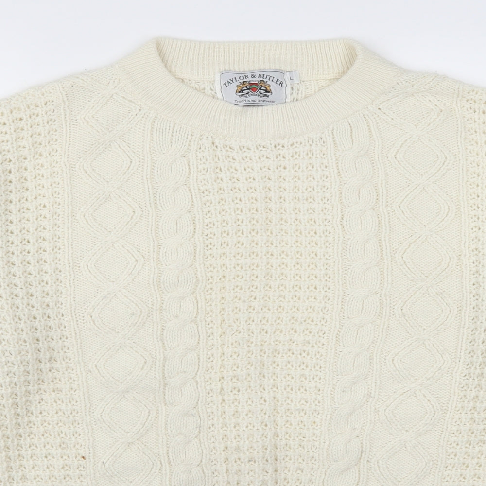 Taylor & Butler Mens Beige   Pullover Jumper Size L  - Cream
