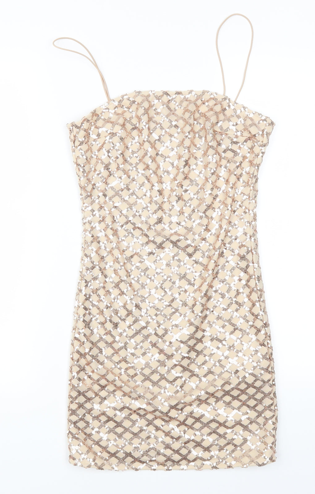 Pretty Little Thing Womens Beige Check  Mini  Size 8
