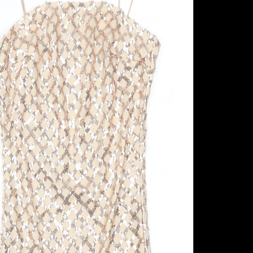 Pretty Little Thing Womens Beige Check  Mini  Size 8