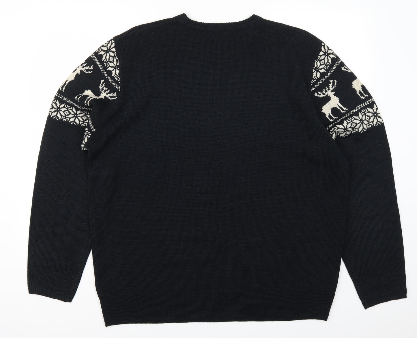 George Mens Black Fair Isle  Pullover Jumper Size XL  - Christmas Prints