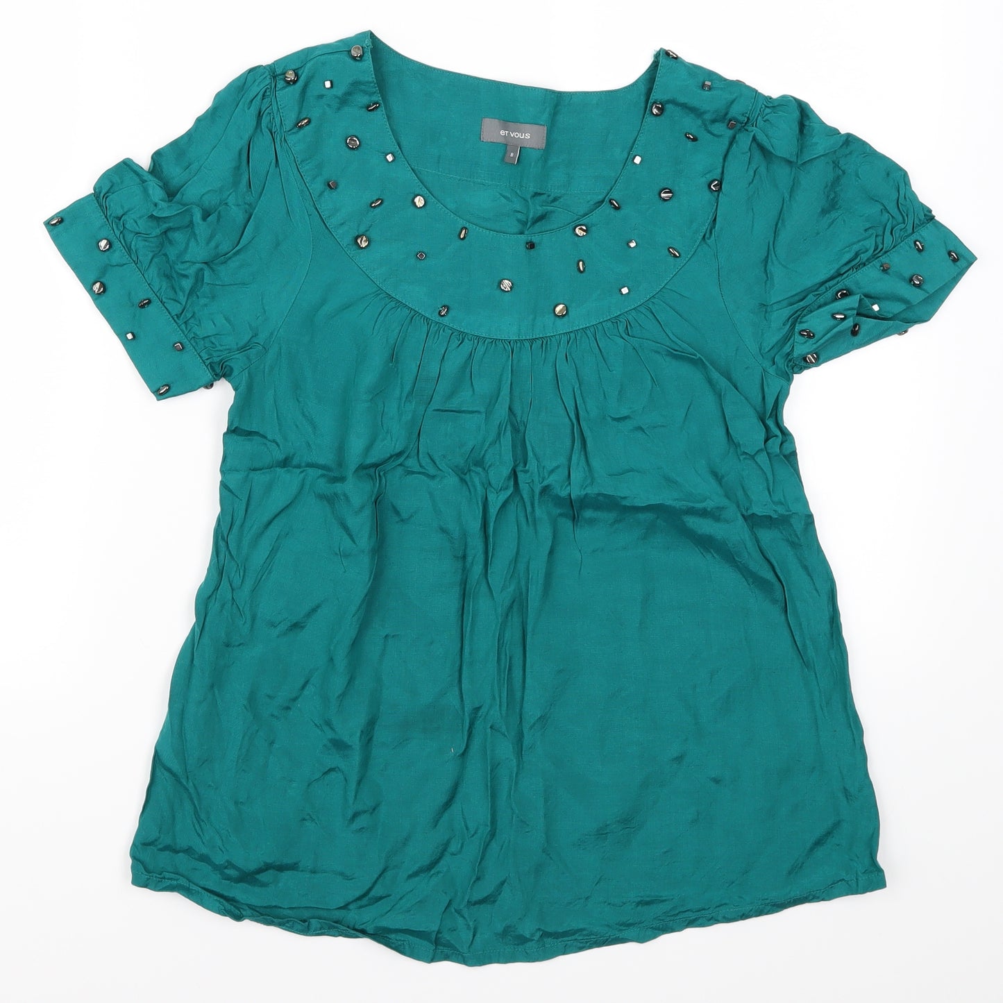 Et Vous Womens Blue   Basic T-Shirt Size 8