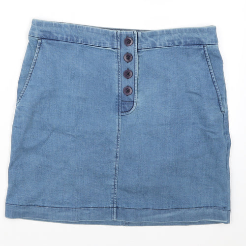 Preworn Womens Blue  Denim A-Line Skirt Size 32 in