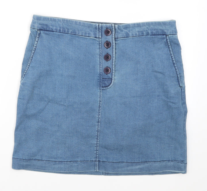 Preworn Womens Blue  Denim A-Line Skirt Size 32 in