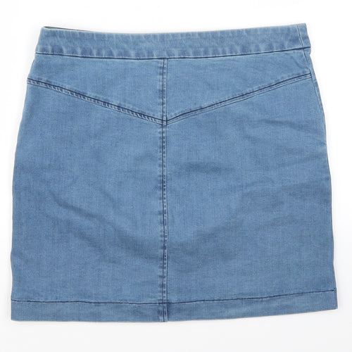 Preworn Womens Blue  Denim A-Line Skirt Size 32 in