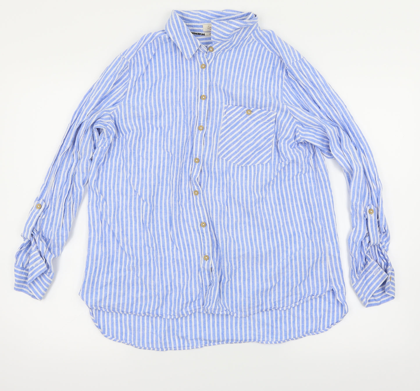 F&F Womens Blue Striped  Basic Button-Up Size 14