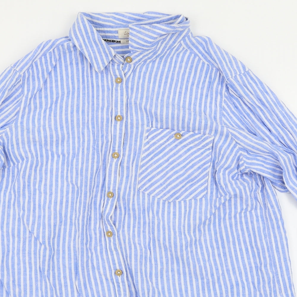 F&F Womens Blue Striped  Basic Button-Up Size 14