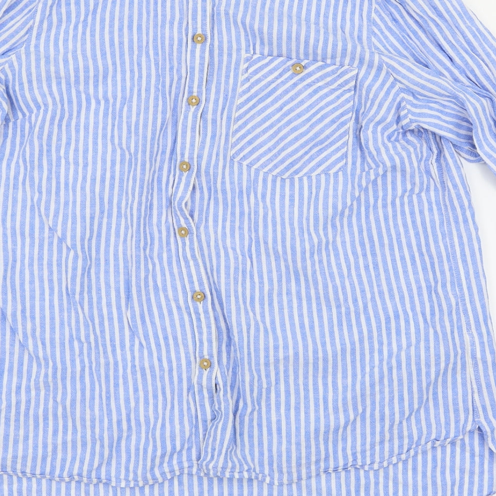F&F Womens Blue Striped  Basic Button-Up Size 14