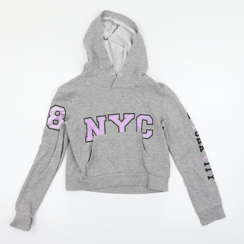 H&M Girls Grey   Pullover Hoodie Size 10-11 Years