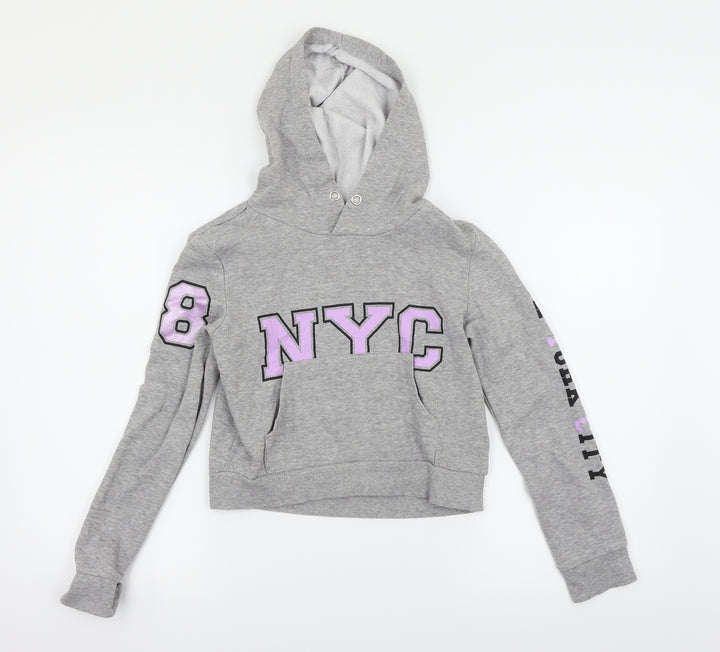 H&M Girls Grey Pullover Hoodie Size 10-11 Years