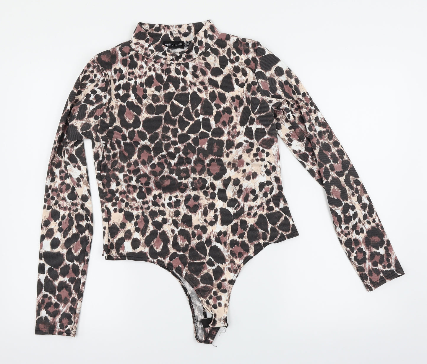 PRETTYLITTLETHING Womens Multicoloured Animal Print  Bodysuit One-Piece Size 16