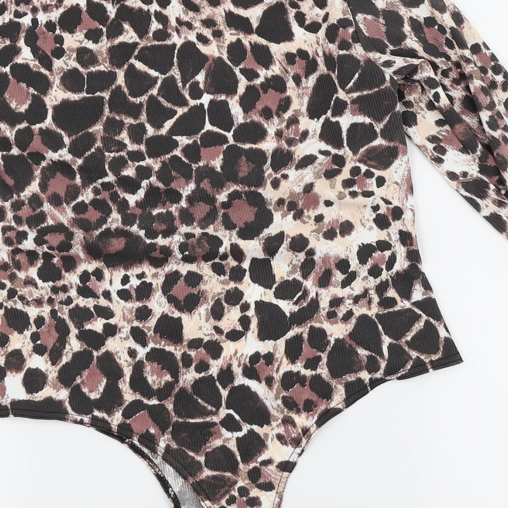 PRETTYLITTLETHING Womens Multicoloured Animal Print  Bodysuit One-Piece Size 16