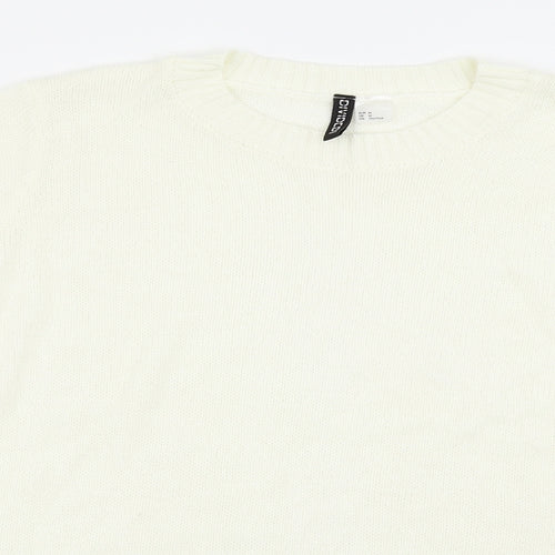H&M Womens White   Pullover Jumper Size M