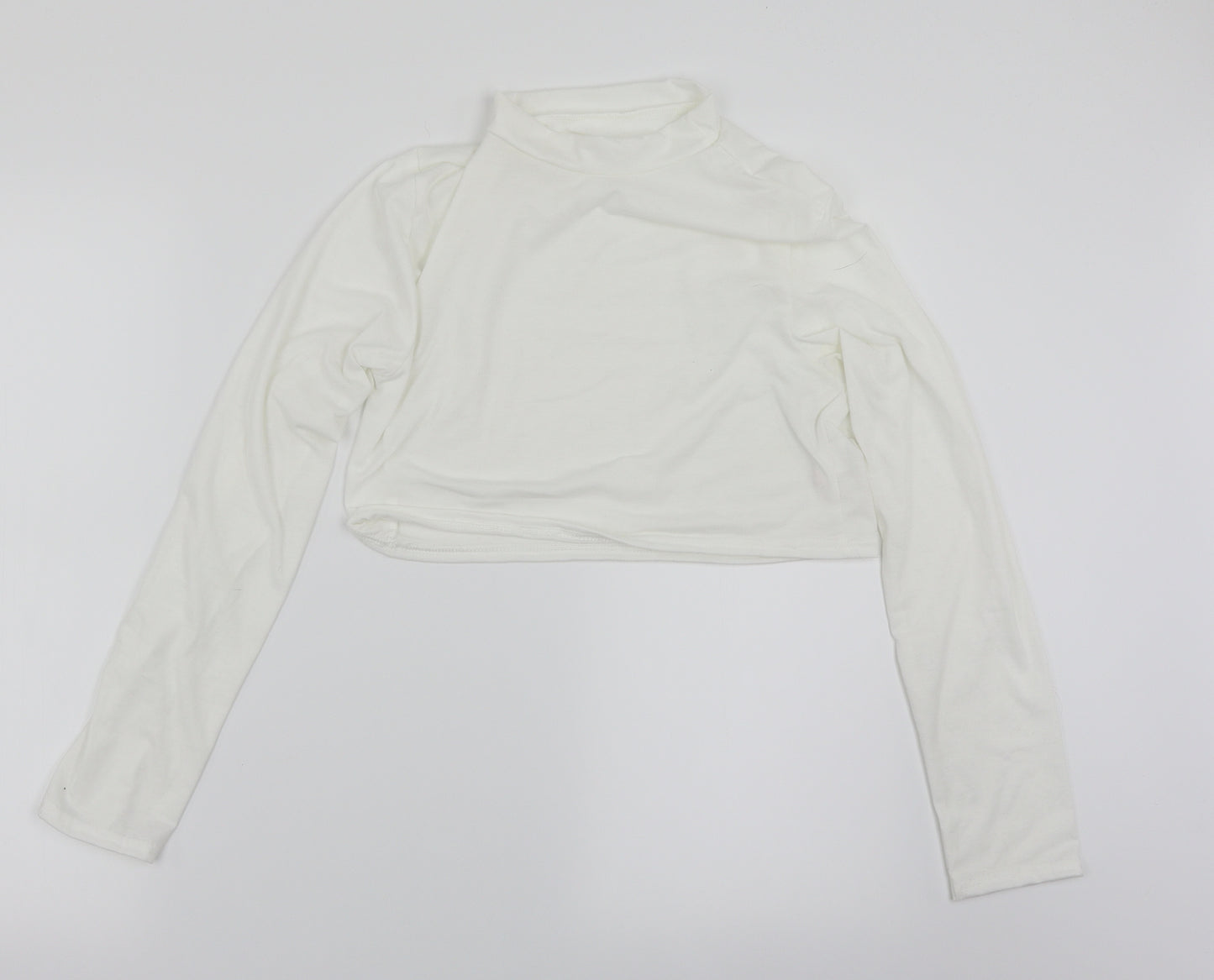 PRETTYLITTLETHING Womens White   Cropped T-Shirt Size 14