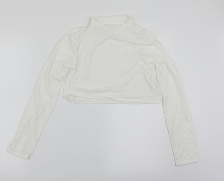 PRETTYLITTLETHING Womens White   Cropped T-Shirt Size 14