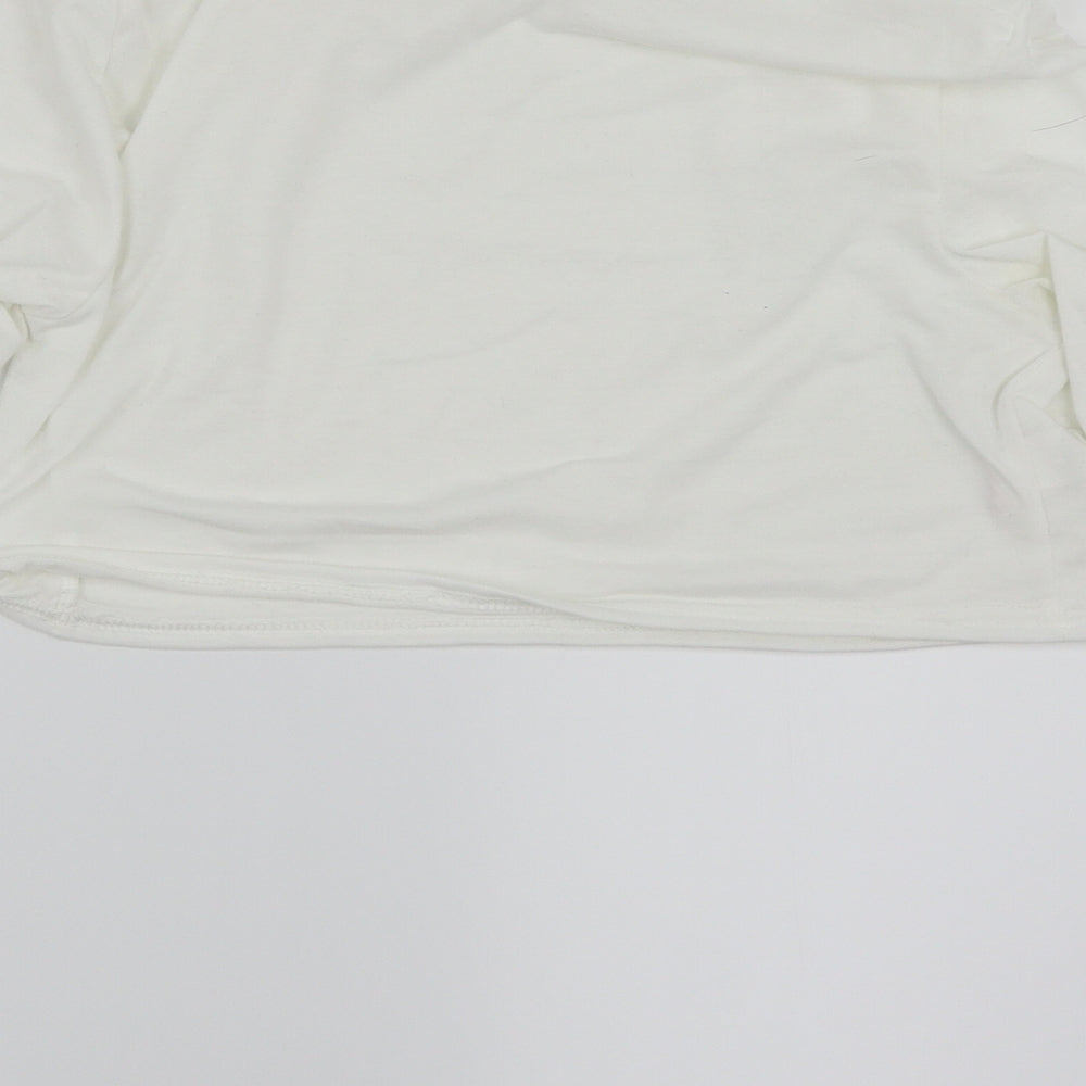 PRETTYLITTLETHING Womens White   Cropped T-Shirt Size 14