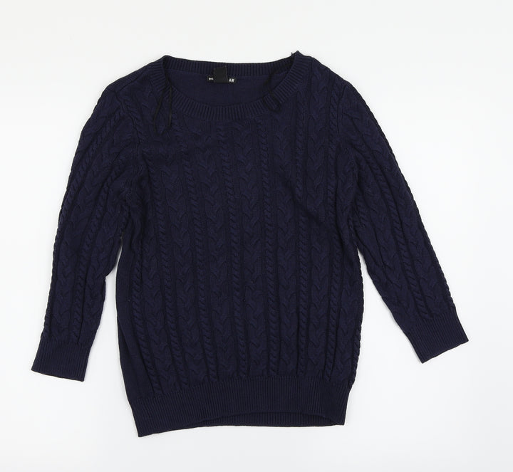 H&M Womens Blue Argyle/Diamond  Pullover Jumper Size S