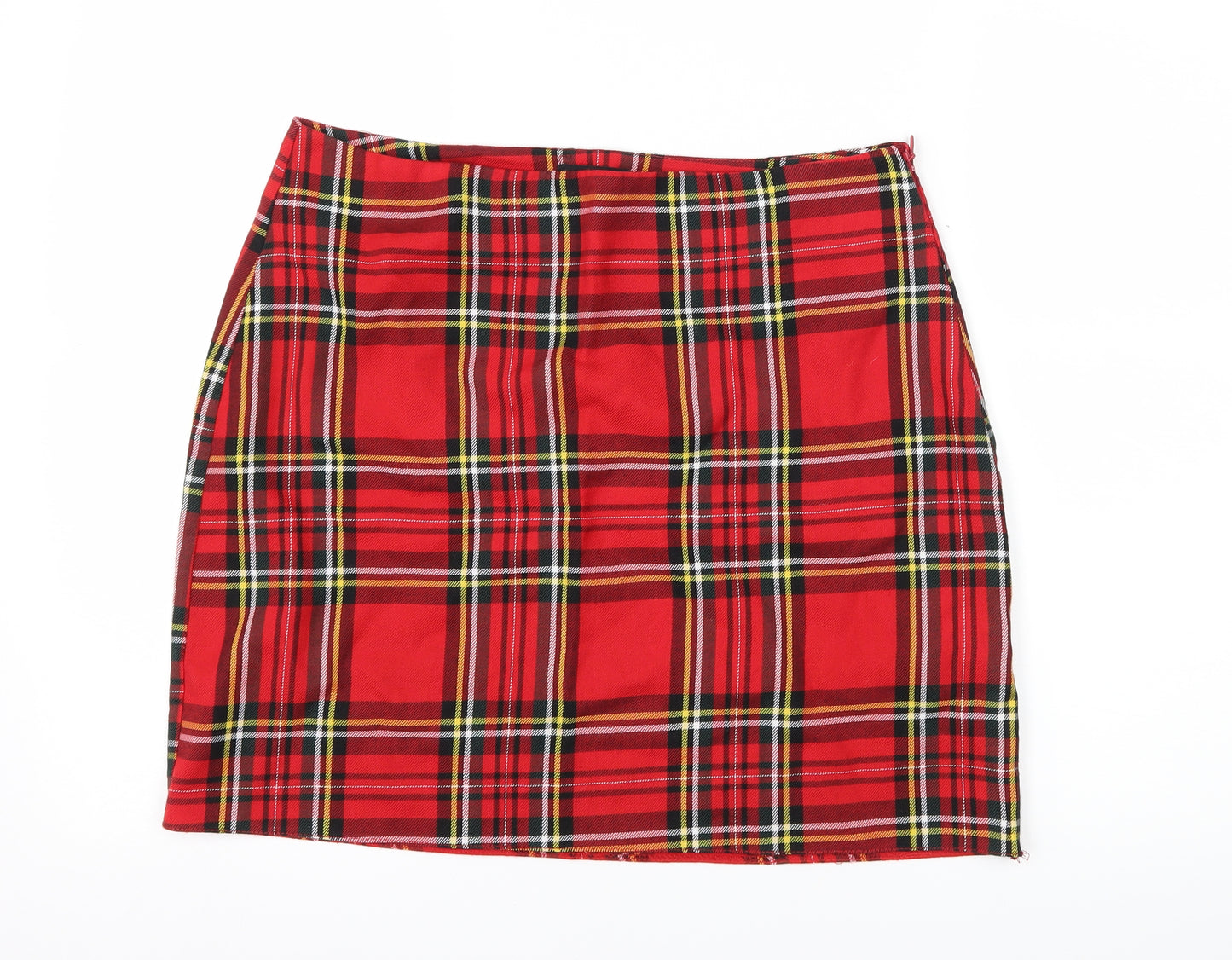 New Look Womens Red Plaid  A-Line Skirt Size 14