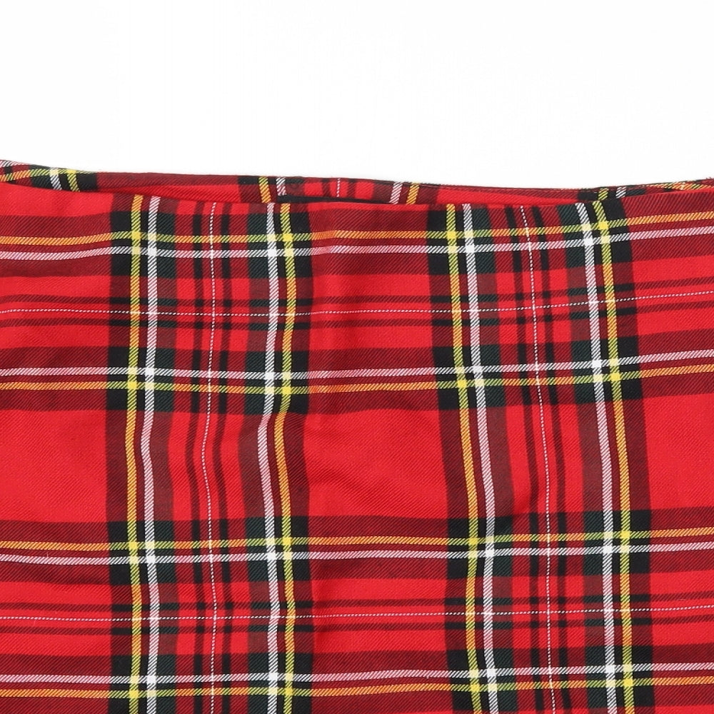 New Look Womens Red Plaid  A-Line Skirt Size 14