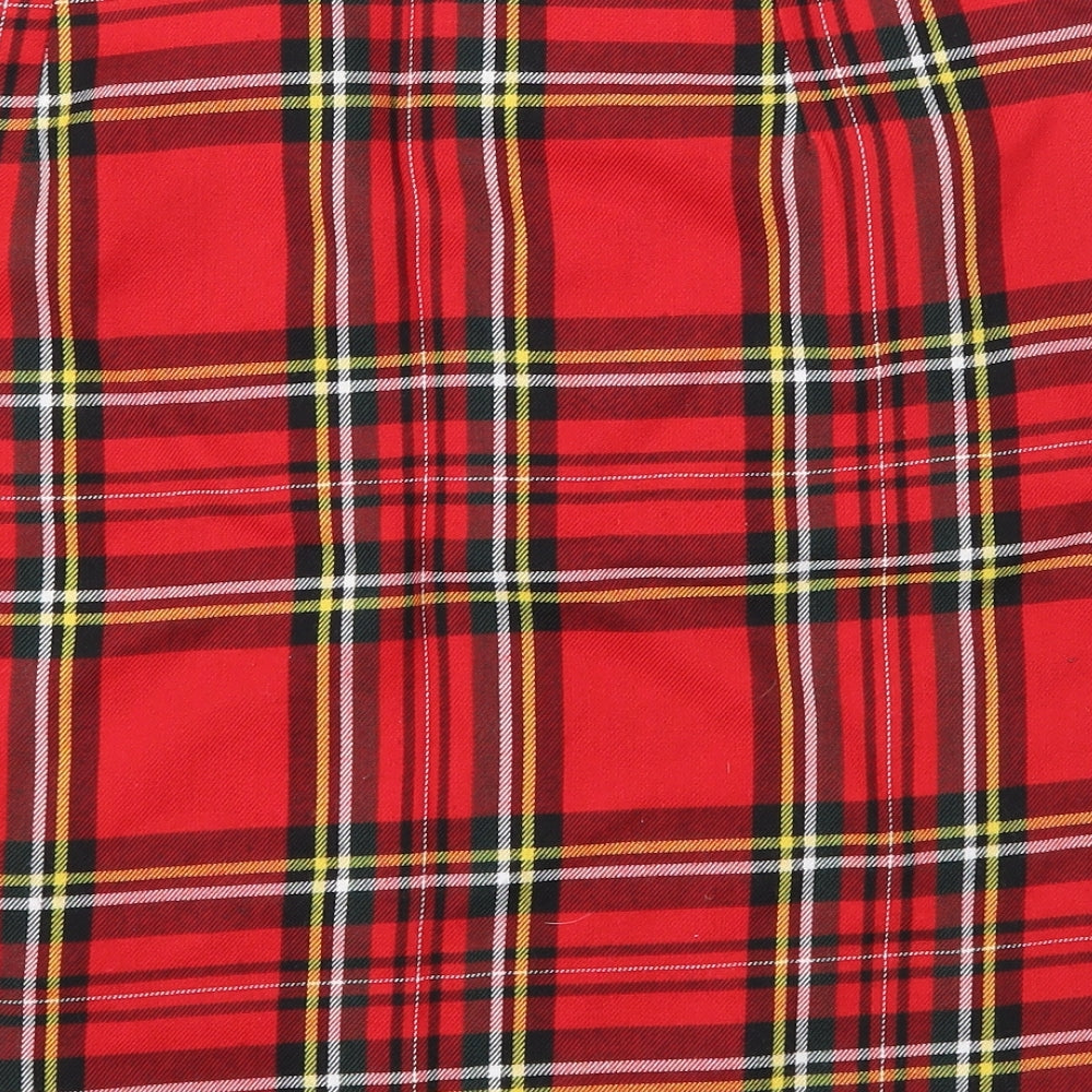 New Look Womens Red Plaid  A-Line Skirt Size 14