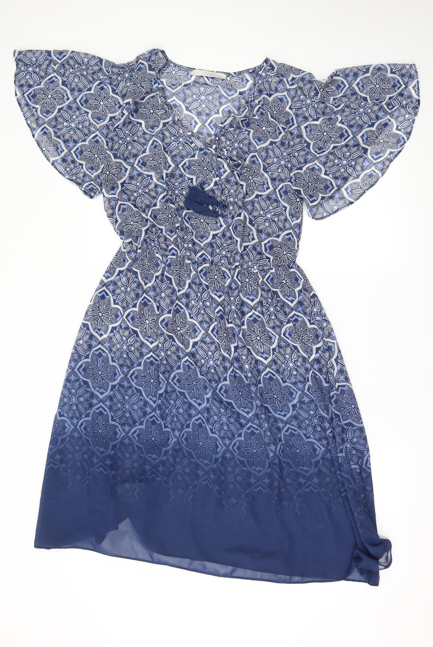 George Womens Blue Geometric  Fit & Flare  Size 8