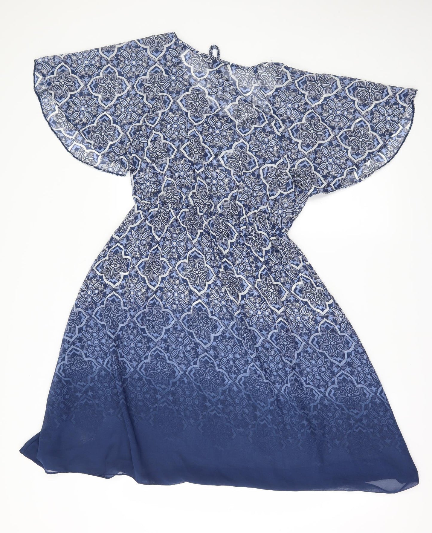 George Womens Blue Geometric  Fit & Flare  Size 8