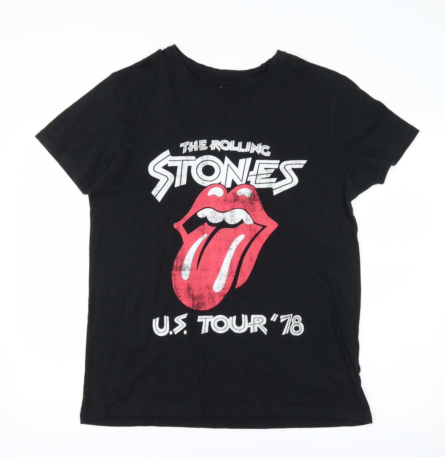 Primark Womens Black  Jersey Basic T-Shirt Size 14  - The Rolling Stones