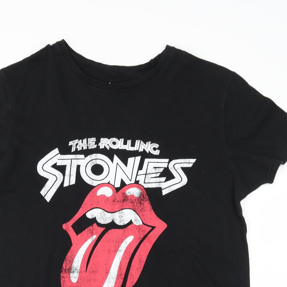 Primark Womens Black  Jersey Basic T-Shirt Size 14  - The Rolling Stones