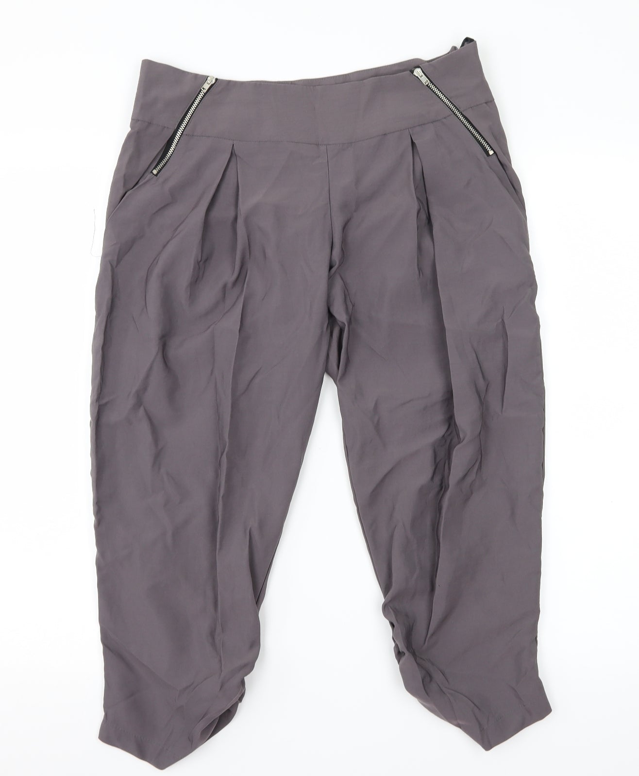 New Look Womens Grey   Cropped Trousers Size 10 L21.5 in